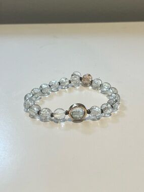 Crystal Bead Stretch Bracelet with Gold Accent